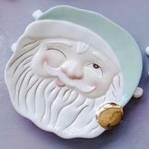 Glitterville Anthropologie papa noel plate Mint/Aqua